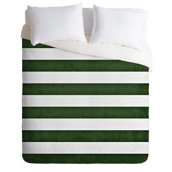 Monika Strigel Farmhouse Shabby Stripes Green Duvet Cover