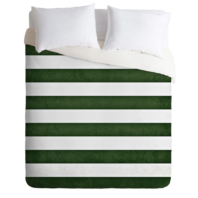 Monika Strigel Farmhouse Shabby Stripes Green Duvet Cover, 1 of 6