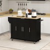 NicBex 1 Drawer Rolling Kitchen Island Cart with 3 Cabinets and 2 Racks,Kitchen Island on Wheels with Storage,Island Table for Kitchen - 2 of 4