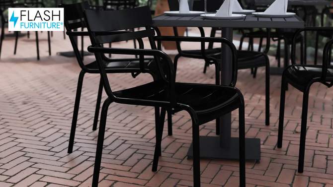 Flash Furniture Nash Commercial Grade Steel Indoor-Outdoor Stackable Chair with 2 Slats and Arms, 2 of 13, play video
