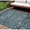 Dark Green Aqua And Charcoal Oriental Washable Indoor Outdoor Area Rug - 2 of 4
