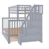 Racxily Twin Over Full Stairway Bunk Bed with Trundle, Gray/Cream - 3 of 4