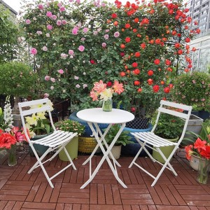 KTMBDW 3-Piece Bistro Set Folding Outdoor Furniture Sets with Premium Steel Frame Portable Design for Bistro & Balcony, White - 1 of 4