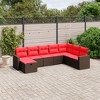 vidaXL 8 Piece Patio Sofa Set with Cushions Brown Poly Rattan - Brown without storage - 2 of 4