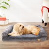 Artloge Large Grey Dog Sofa Bed Memory Foam Calming Orthopedic Pet Mattress Cushion Waterproof Bolster Dog Couch Bed with Removable Washable Cover - 3 of 4