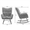 Nursery Rocking Chair, Upholstered Glider Rocker with High Backrest, Accent Reading Chair, Comfy Armchair, Recliner Chair for Bedroom Living Room - 3 of 4