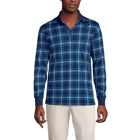 Lands' End Men's Long Sleeve Super Soft Supima Polo Shirt - Medium - Deep  Sea Navy Plaid : Target