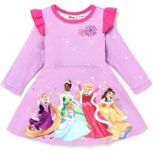Disney Princess Skater Dress Toddler Girl Ruffle Long Sleeve Winter Fall Clothes School Outfit Birthday Party Gift - 1 of 4