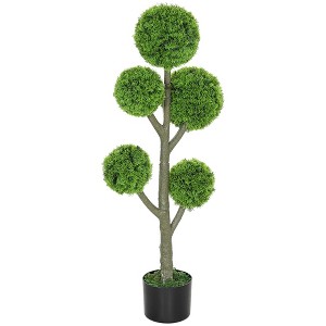 Aghana Digitals 2-Pack UV-Protected Artificial Boxwood Topiary Trees, Realistic Ball-Shaped Fake - 1 of 4