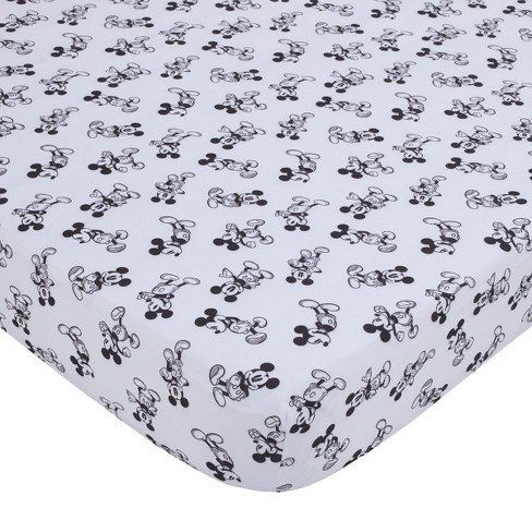 NoJo Disney Mickey Mouse - Timeless Mickey White and Black Fitted Crib Sheet - image 1 of 4