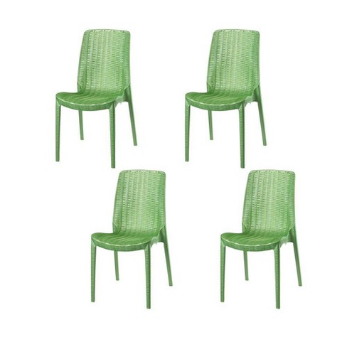 4pc Rue Stackable Rattan Dining Chairs - Green - Lagoon : Target