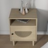 Boho Rattan Nightstand with Charging Station - End Table with USB Ports & Power Outlets,2-Tier Rattan Nightstand with Locker - 3 of 4