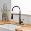 Single-Handle Pull-Down Sprayer 3 Spray High Arc Kitchen Faucet With Deck Plate - 3 of 4