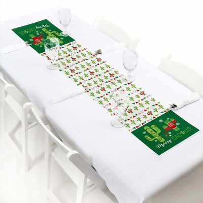 Big Dot of Happiness Merry Cactus - Petite Christmas Cactus Party Paper Table Runner - 12 x 60 inches