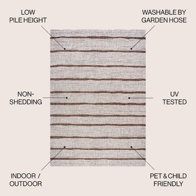 Ivory Berber-Inspired Stripe Synthetic 5x8 Area Rug