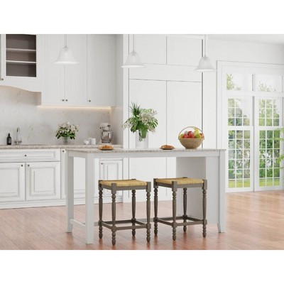 Weathered Gray Backless Wood Counter Height Stool