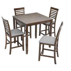 VYNXARIA 5 Piece Dining Table Set,Wooden Dining Square Table,Kitchen Table Set with Square Table and 4 Upholstered Chairs - 1 of 4