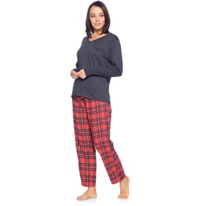 Ashford & Brooks Women’s Cotton Long-Sleeve Top Flannel Pants Pajama Sleepwear Set - 1 of 4