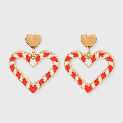 Girls' Candy Cane Heart Earrings - art class™ Red