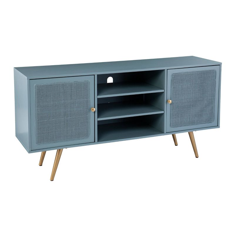 Bensysle Media Stand with Storage Mint/Gold - Aiden Lane, 3 of 12