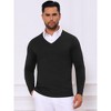 INSPIRE CHIC Men's Long Sleeve V-neck Solid Color Knitted Pullover Sweater - 4 of 4