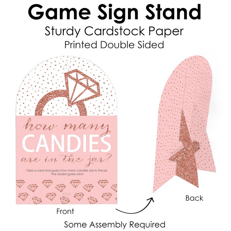 Big Dot of Happiness Bride Squad - How Many Candies Rose Gold Bridal Shower or Bachelorette Party Game - 1 Stand and 40 Cards - Candy Guessing Game, 5 of 9