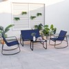 Tangkula Set Of 8 Outdoor Patio Rocking Set 4 Rocking Chairs & Loveseat w/ Glass-Top Table - 2 of 4
