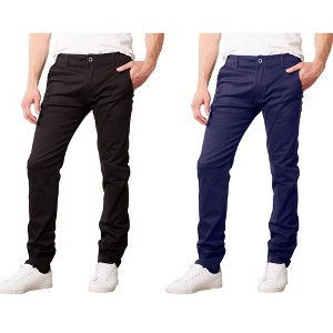 Galaxy By Harvic Men's Cotton Chino  Slim Fit Casual Stretch Pants-2 Pack - 1 of 2