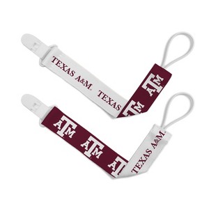 BabyFanatic Officially Licensed Unisex Pacifier Clip 2-Pack - NCAA Texas A&M Aggies - Officially Licensed Baby Apparel - 1 of 3
