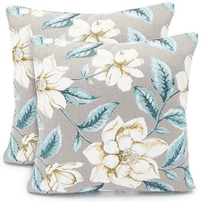 Okuna Outpost 2 Pack Floral Throw Pillow Covers Case, Rustic Home Decor, 17 x 17 inch Gray