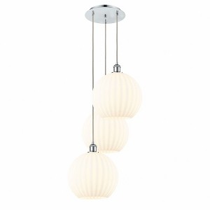 White Venetian - 3 Light Cord Hung Multi Pendant In Modern Style-39 Inches Tall and 18.5 Inches Wide - 1 of 1