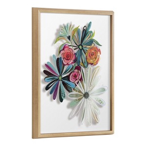 Kate and Laurel Blake Flowers on Glass 2 Whole Flowers Framed Printed Art by Jessi Raulet of Ettavee, 18x24, Natural - 1 of 4