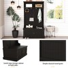 GustoWave 35.5''W x 64.4''H Hall Tree with Storage Shoe Bench, Multi-Functional Coat Racks with 4 Hooks for Living Room Hallway, Black - 3 of 4