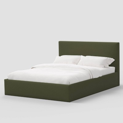 California King Square Low Platform Bed in Dry Velvet Olive - Threshold™