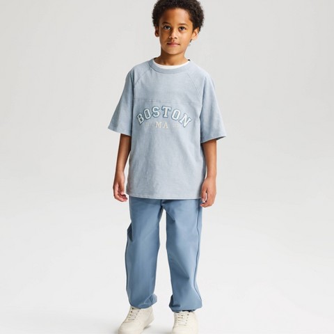 Детские футболки Cat & Jack Boys' Short Sleeve 100% Cotton Seamed Oversized Slub Fit Graphic T-Shirt - Cat & Jack™ Light Blue S