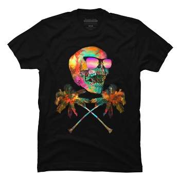 Men's Design By Humans Palm Tree Summer Cross Bones By Johnthan T-Shirt