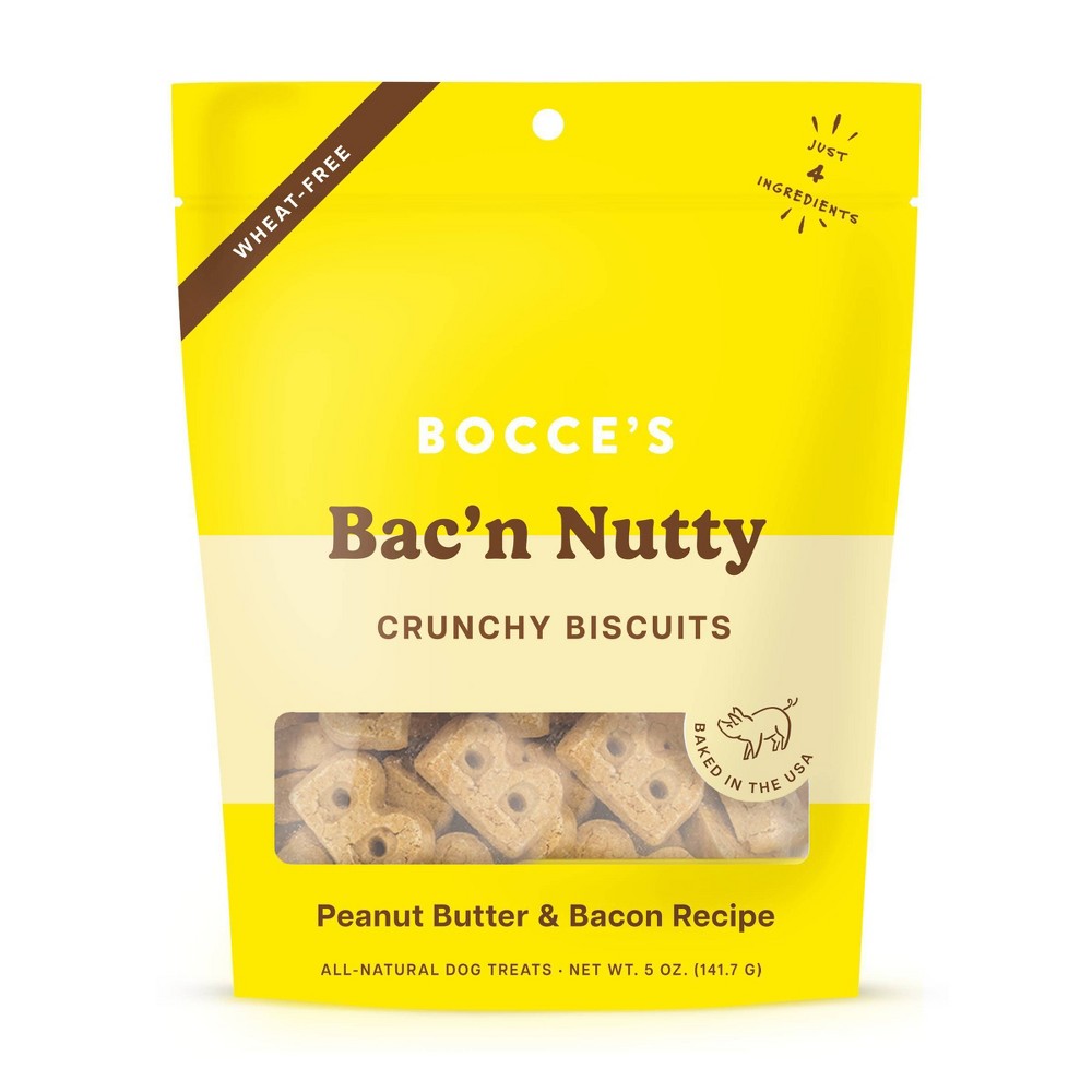 Photos - Dog Food Bocce's Bakery Bac'n Nutty Peanut Butter and Bacon Biscuits Dog Treats - 5