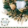 18 Inch Golden Christmas Wreath, Winter Wreath Artificial Christmas Tree Decorations Elegant Glittering Leaves and Berries - 2 of 4