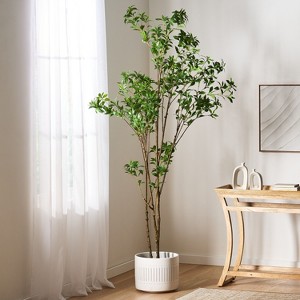 Sapphtopaz Artificial Pieris Tree with Pot, Faux Plants Artificial Trees Indoor with Natural Wood Trunk, Room Decor for Home, Foyer - 1 of 4