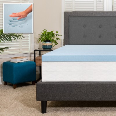 Twin Blue Gel Memory Foam Mattress Topper, 3-inch