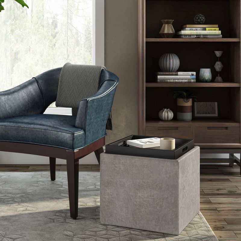 17" Townsend Cube Storage Ottoman with Tray - WyndenHall, 4 of 14