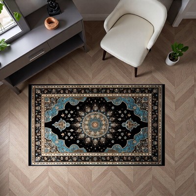 FURNIinspire Floor Mats Vintage Living Room Carpet Large Area Washable Rug Non Slip Bedroom Mat, Comfort Floormat Home Decor, Multicolored, 96"*120"