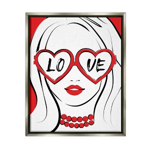Stupell Industries Fashionable Heart Sunglasses Love Framed Floater Canvas Wall Art - 1 of 4