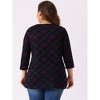 Agnes Orinda Women's Plus Size Comfy Knit 3/4 Sleeve V Neck Stripe Boho Casual Blouse - 4 of 4