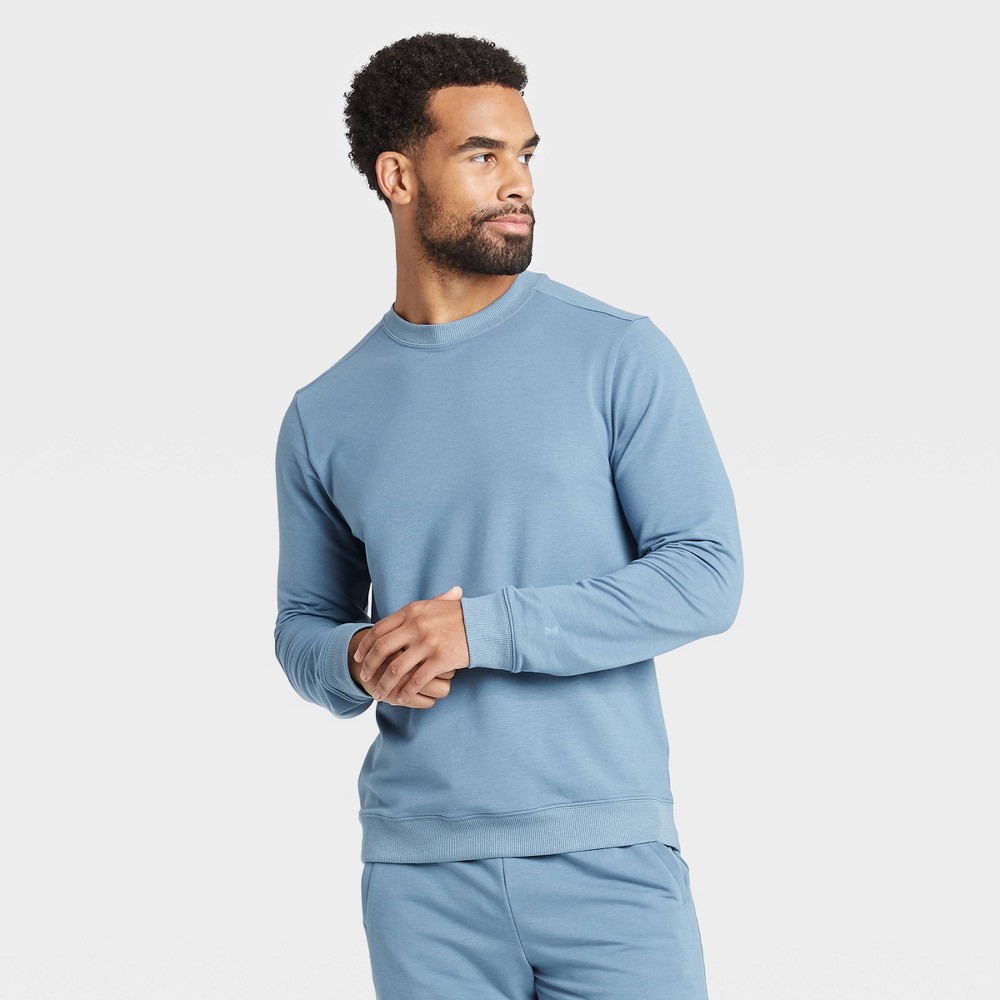 Men's Soft Gym Crew Sweatshirt - All in Motion Blue Gray S was $28.0 now $14.0 (50.0% off)