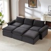 AENKYO Modern L-Shaped 3-Seater Cloud Sectional - Corduroy Sofa with Ottoman, No Assembly Required for Living Room - 3 of 4