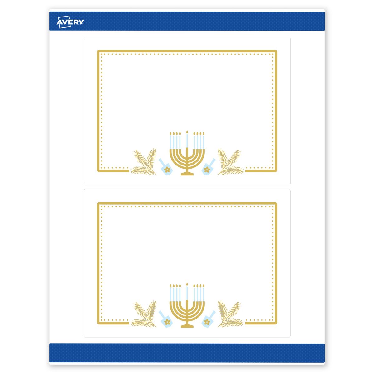 Avery® Labels, 5" x 7", Matte, Gold Menorah Frame, 20