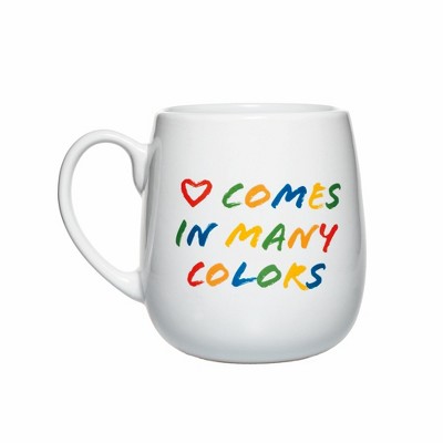 Amici Home Love Many Colors Coffee Mug, 20 Ounce White Ceramic Mug, Novelty Coffee Mug, Microwave and Dishwasher Safe