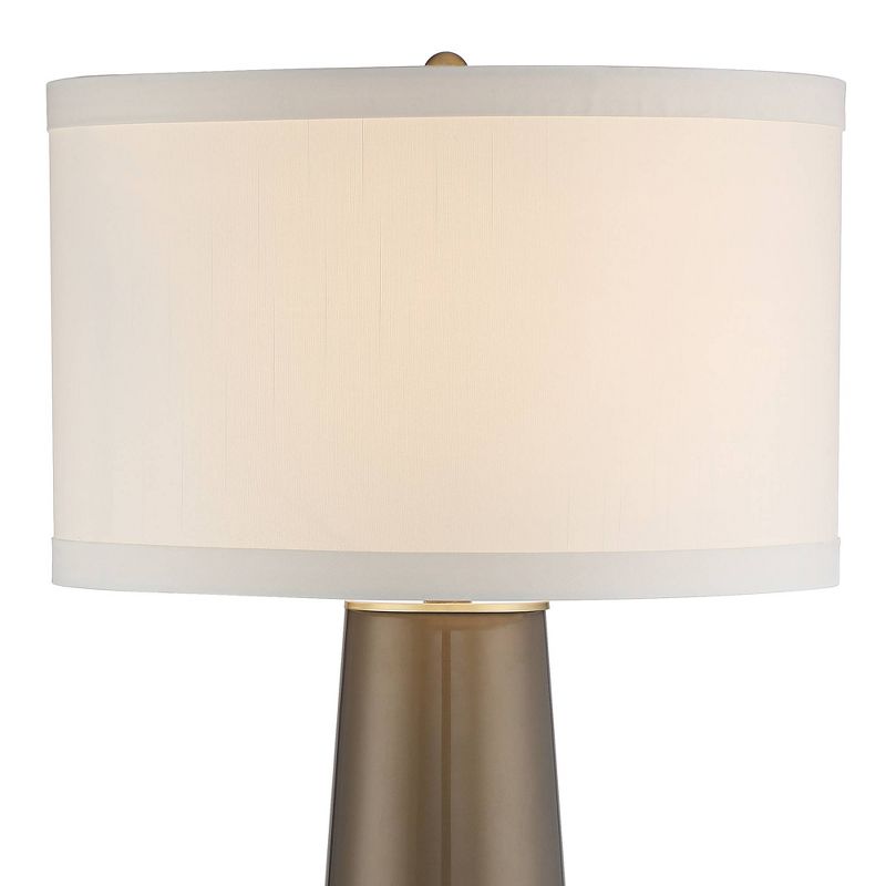 Possini Euro Design Karen Modern Table Lamp with Round Black Marble Riser 36" Tall Dark Gold Glass Off White Shade for Bedroom Living Room Nightstand, 3 of 6