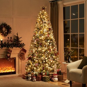 Yaheetech 6Ft/7.5Ft Pre-lit Frosted Artificial Christmas Tree - 1 of 4